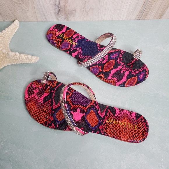 New! Pink Python Flat Toe Ring Sandal - Picture 4 of 6